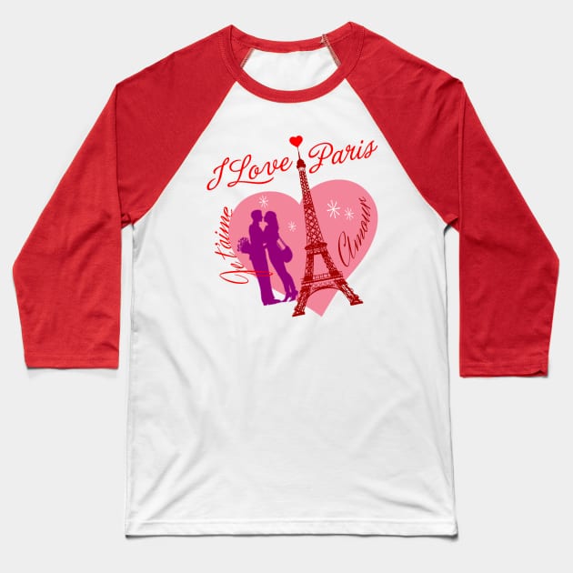 I Love Paris Baseball T-Shirt by PLAYDIGITAL2020